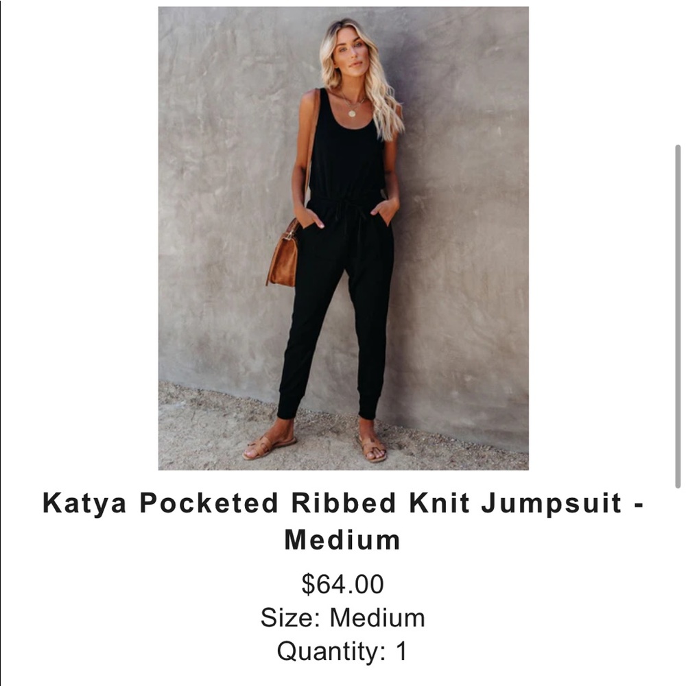 VICI Black Ribbed Jumpsuit